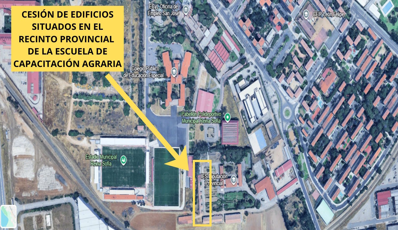 Mapa señalizado de la cesión de terrenos